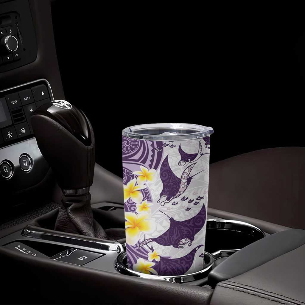 Maori Manta Ray Plumeria Deep Purple Tumbler Cup LT01 - Polynesian Pride