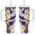 Maori Manta Ray Plumeria Deep Purple Tumbler With Handle