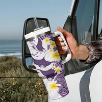 Maori Manta Ray Plumeria Deep Purple Tumbler With Handle LT01 - Polynesian Pride