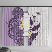 Maori Manta Ray Plumeria Deep Purple Window Curtain LT01 With Hooks Purple - Polynesian Pride
