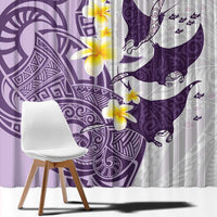 Maori Manta Ray Plumeria Deep Purple Window Curtain LT01 - Polynesian Pride