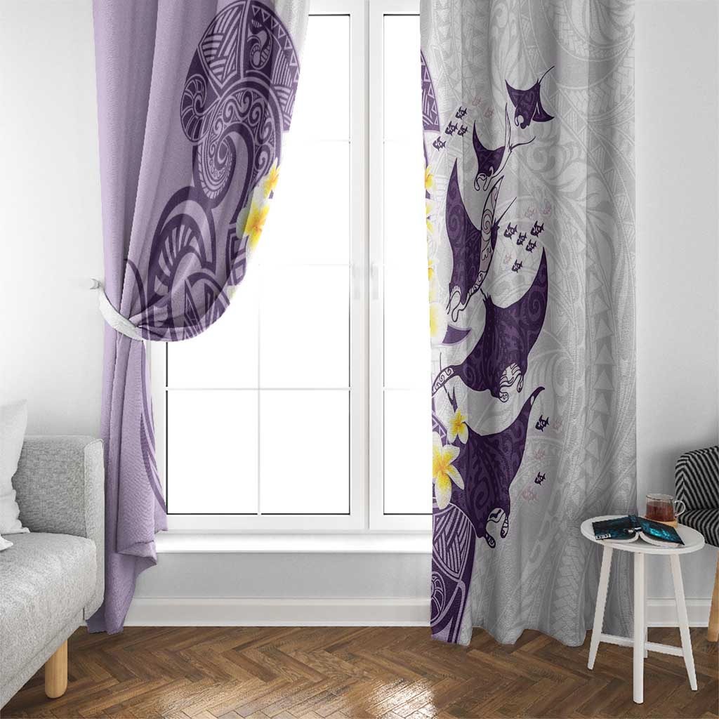 Maori Manta Ray Plumeria Deep Purple Window Curtain LT01 - Polynesian Pride