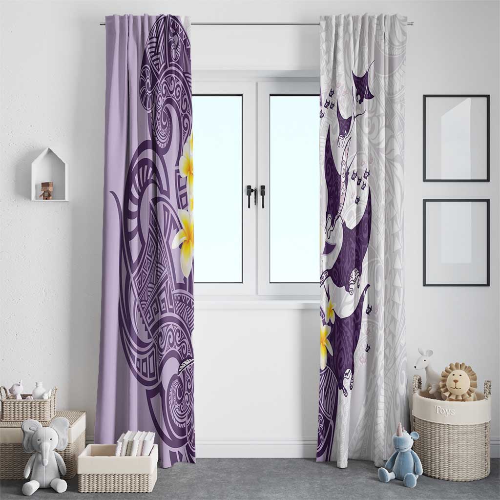 Maori Manta Ray Plumeria Deep Purple Window Curtain LT01 - Polynesian Pride