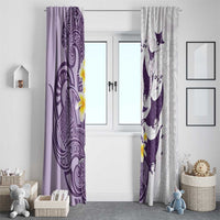 Maori Manta Ray Plumeria Deep Purple Window Curtain LT01 - Polynesian Pride