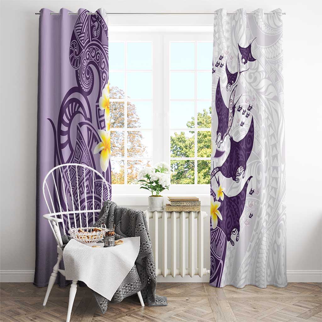 Maori Manta Ray Plumeria Deep Purple Window Curtain LT01 - Polynesian Pride