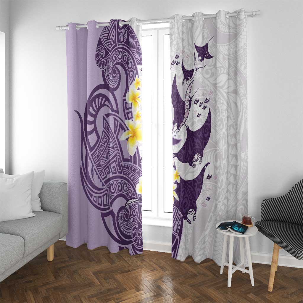 Maori Manta Ray Plumeria Deep Purple Window Curtain LT01 With Grommets Purple - Polynesian Pride