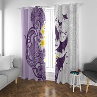 Maori Manta Ray Plumeria Deep Purple Window Curtain LT01 With Grommets Purple - Polynesian Pride