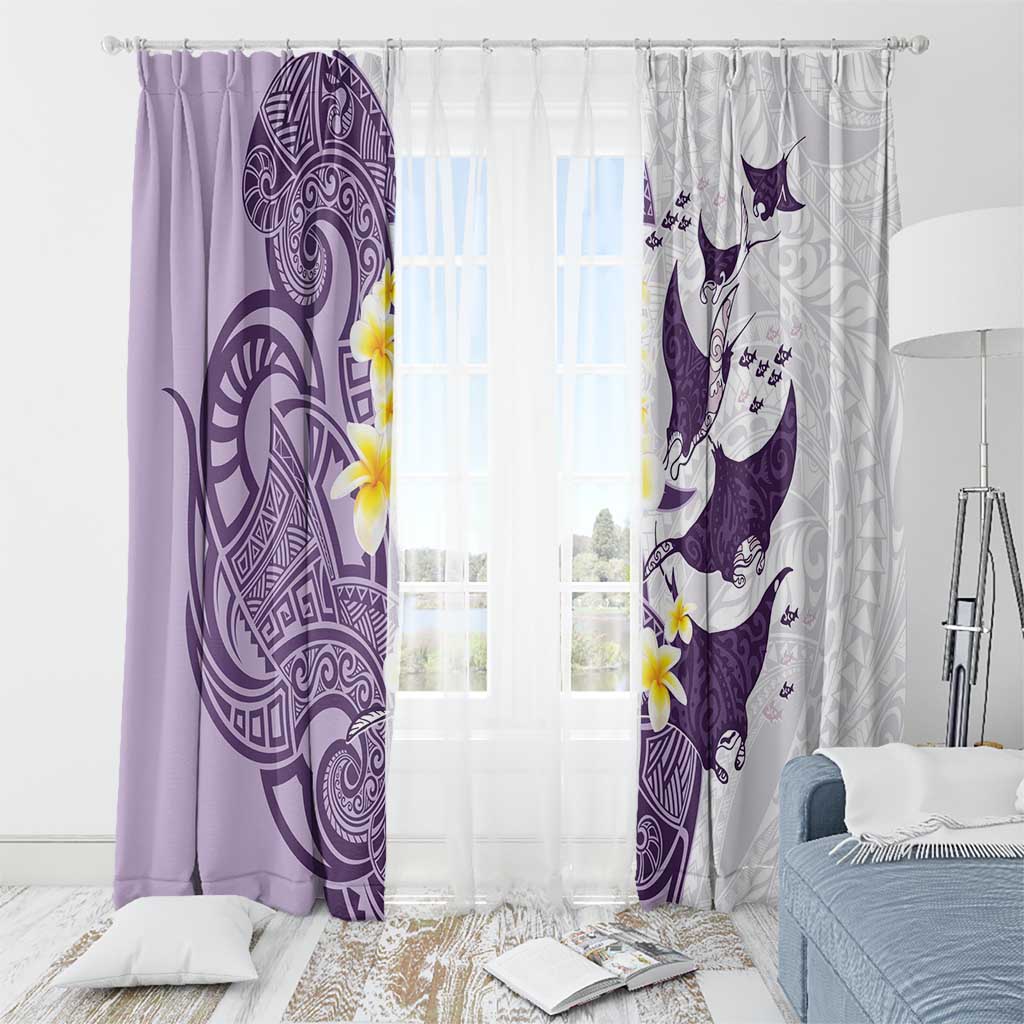 Maori Manta Ray Plumeria Deep Purple Window Curtain LT01 - Polynesian Pride