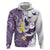 Maori Manta Ray Plumeria Deep Purple Zip Hoodie