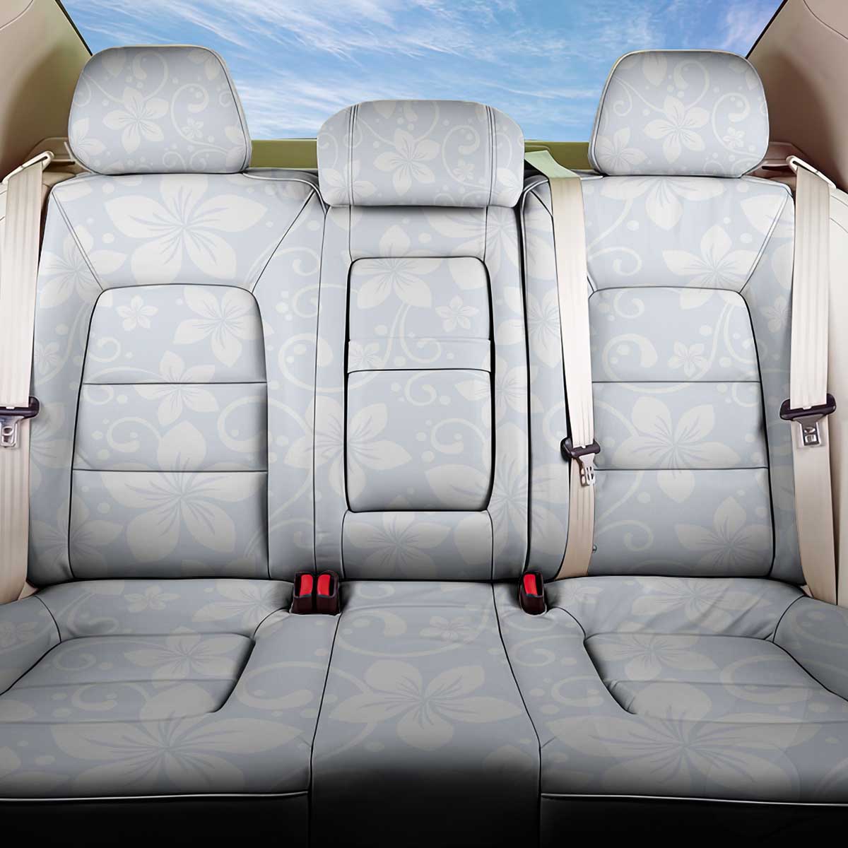 Plumeria Floral White Sunday Back Car Seat Cover