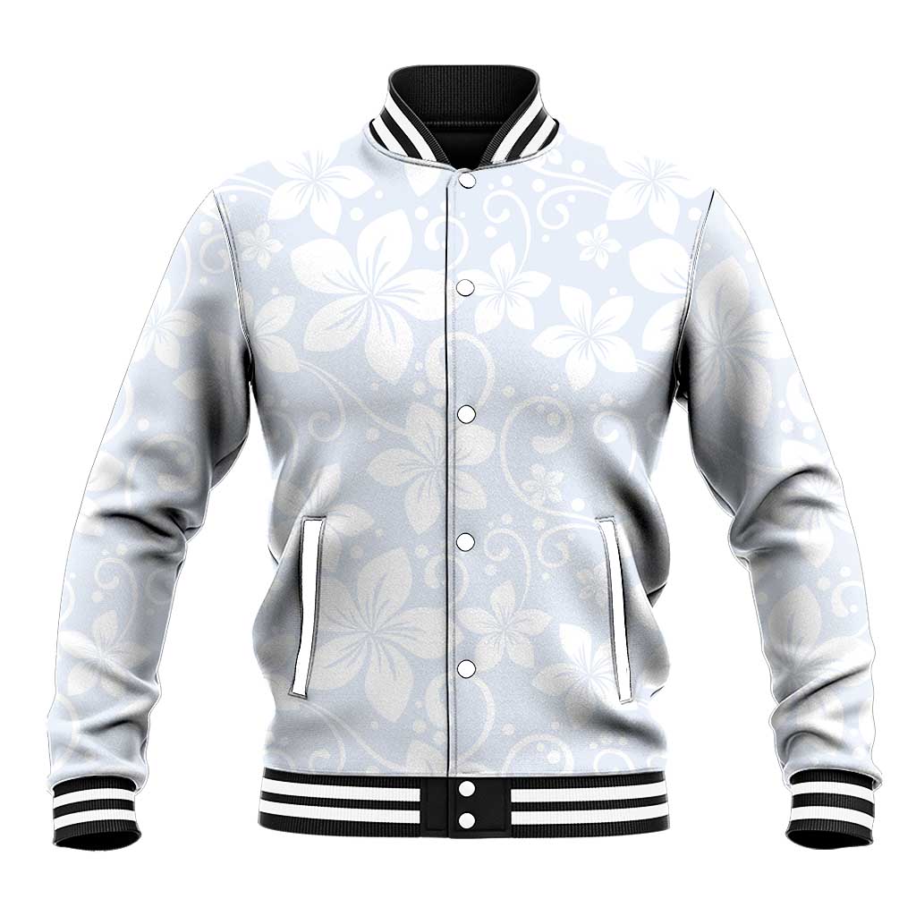 Plumeria Floral White Sunday Baseball Jacket LT01 Unisex White - Polynesian Pride