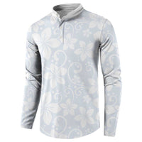 Plumeria Floral White Sunday Button Sweatshirt LT01 - Polynesian Pride