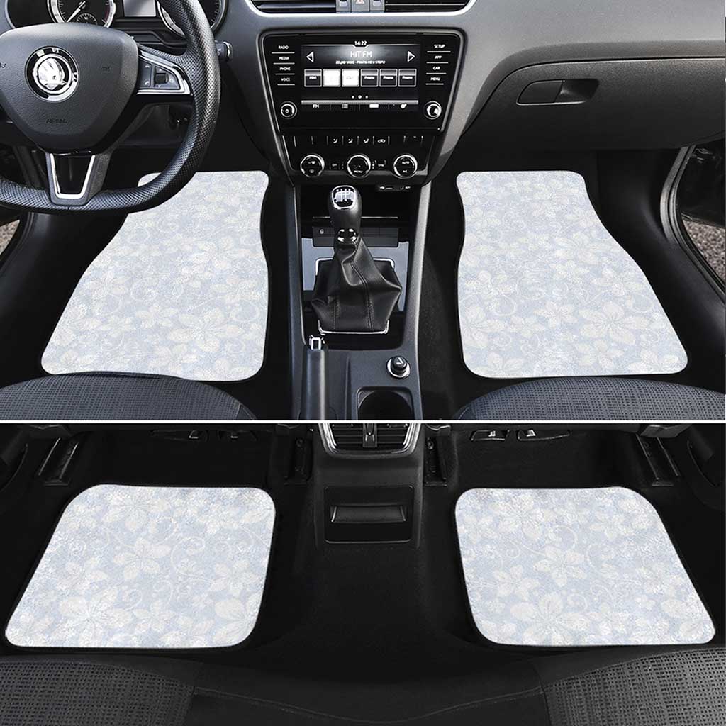 Plumeria Floral White Sunday Car Mats LT01 Set 4pcs White - Polynesian Pride