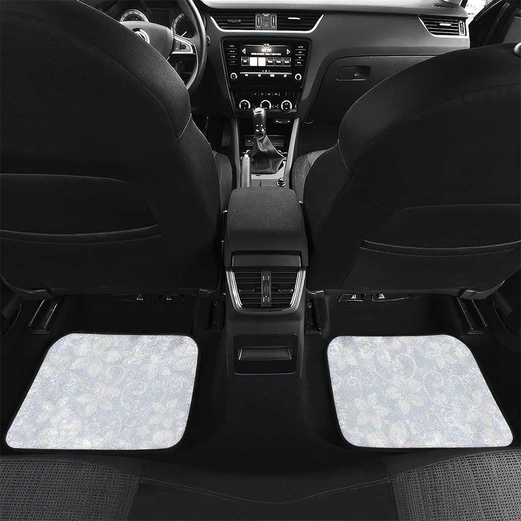 Plumeria Floral White Sunday Car Mats LT01 Set 2pcs - Back White - Polynesian Pride