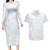 Plumeria Floral White Sunday Couples Matching Long Sleeve Bodycon Dress and Hawaiian Shirt