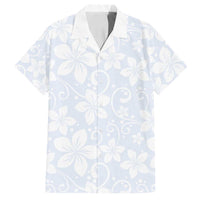 Plumeria Floral White Sunday Family Matching Off Shoulder Maxi Dress and Hawaiian Shirt