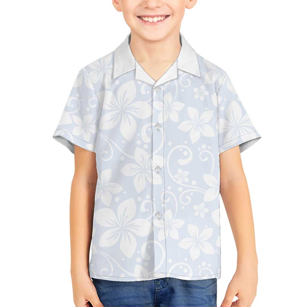 Plumeria Floral White Sunday Family Matching Summer Maxi Dress and Hawaiian Shirt
