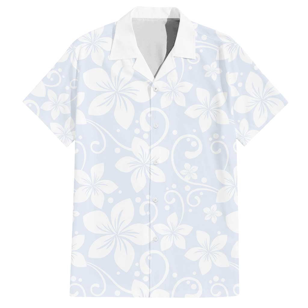 Plumeria Floral White Sunday Family Matching Tank Maxi Dress and Hawaiian Shirt