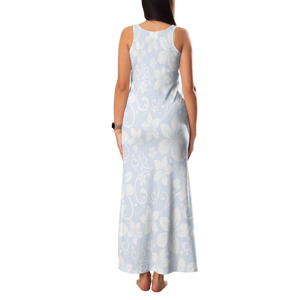 Plumeria Floral White Sunday Family Matching Tank Maxi Dress and Hawaiian Shirt