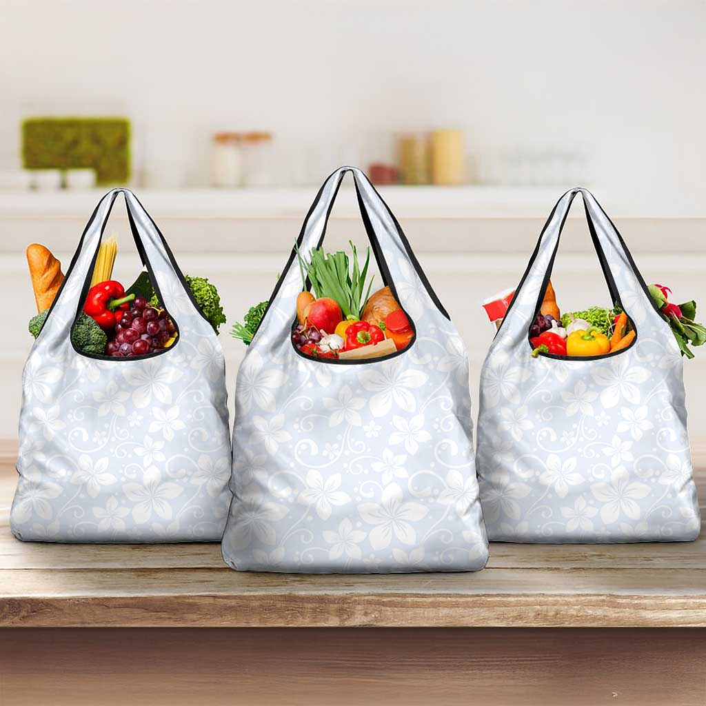 Plumeria Floral White Sunday Grocery Bag LT01 3-pack One Size White - Polynesian Pride