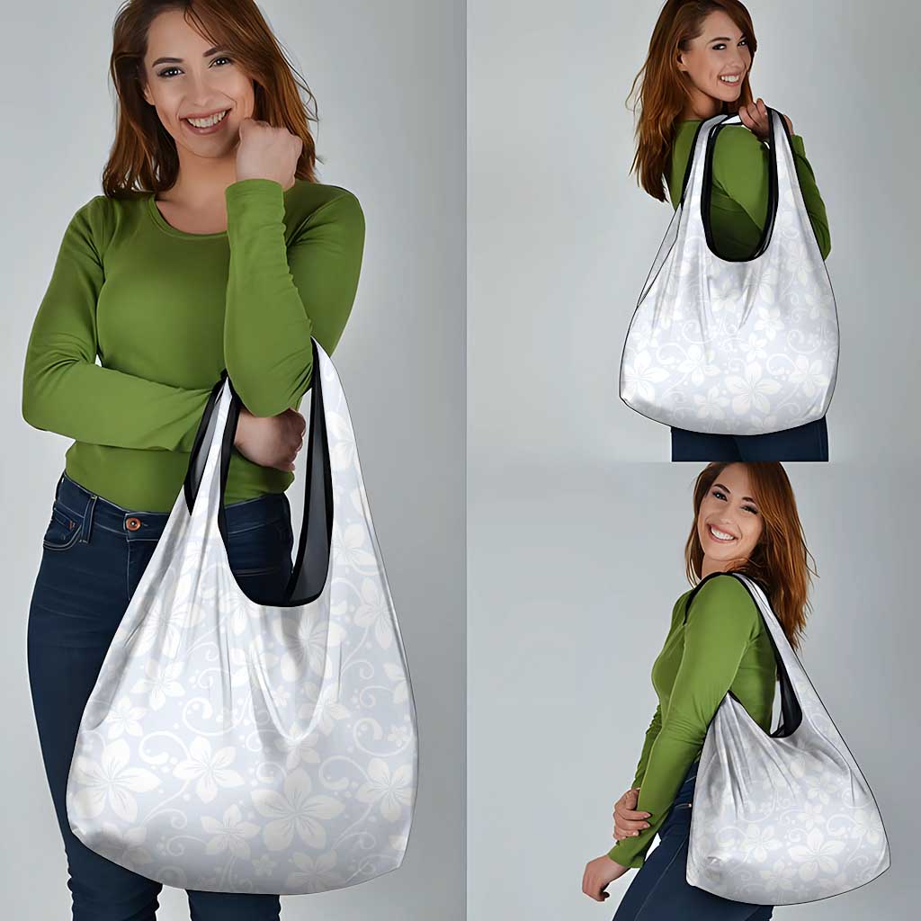 Plumeria Floral White Sunday Grocery Bag LT01 - Polynesian Pride