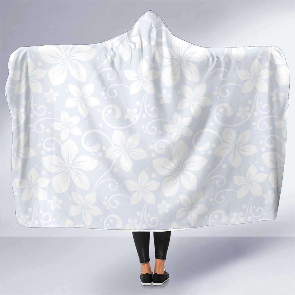 Plumeria Floral White Sunday Hooded Blanket