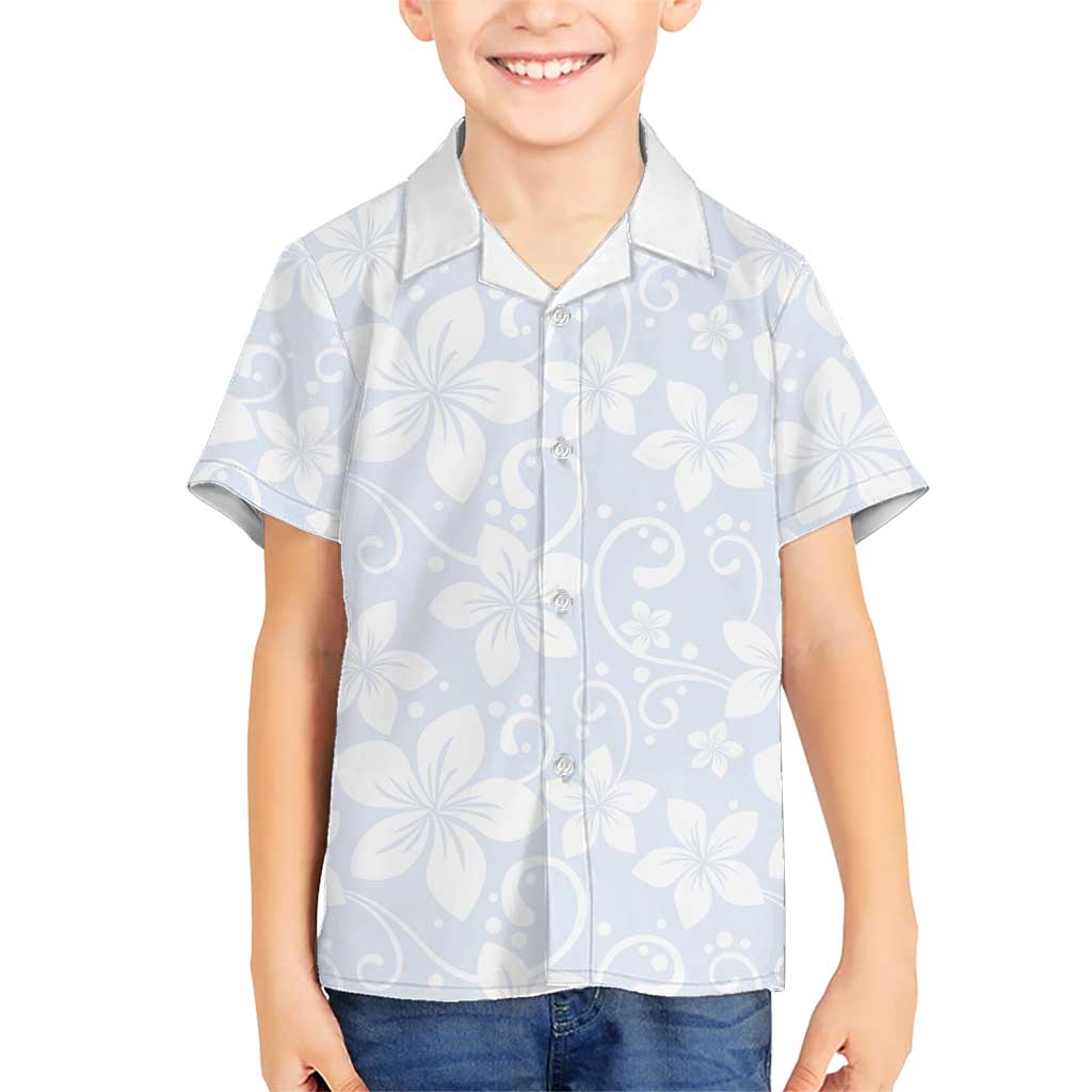 Plumeria Floral White Sunday Kid Hawaiian Shirt