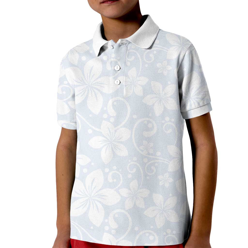 Plumeria Floral White Sunday Kid Polo Shirt