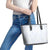 Plumeria Floral White Sunday Leather Tote Bag