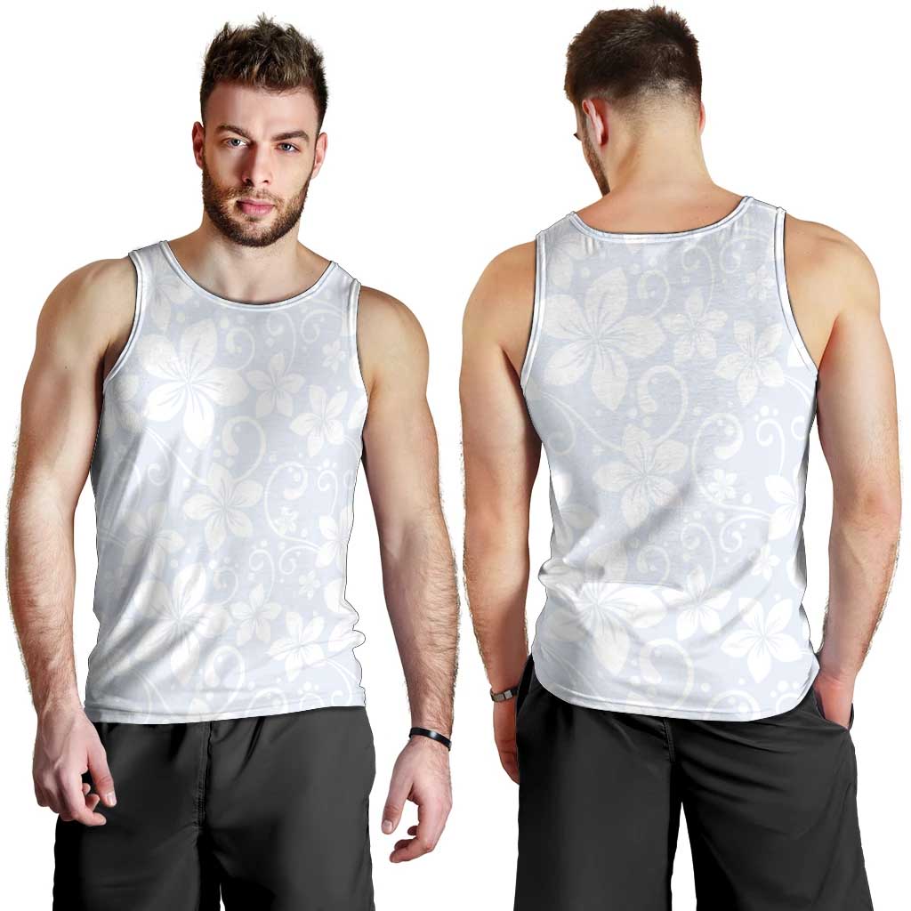 Plumeria Floral White Sunday Men Tank Top LT01 - Polynesian Pride