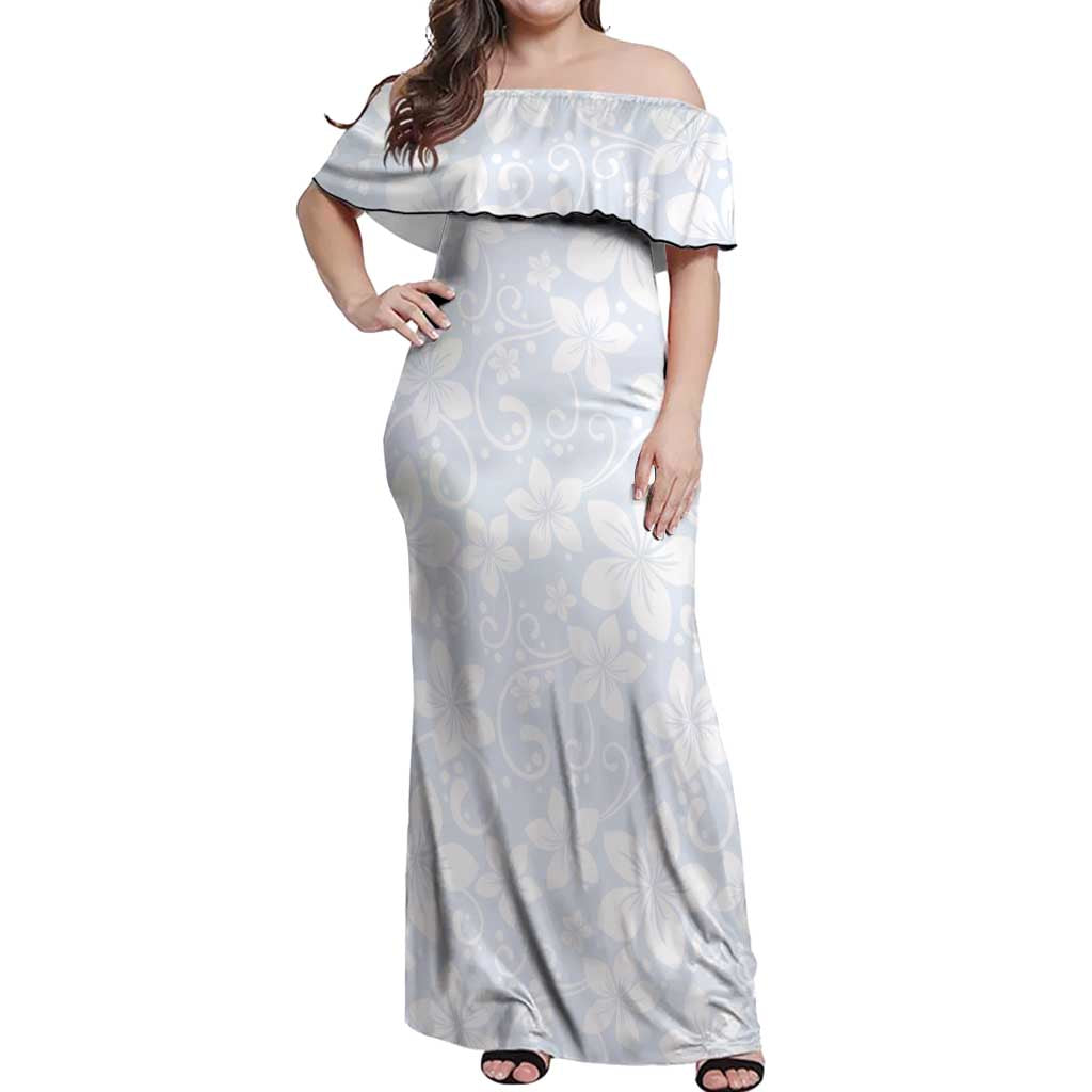 Plumeria Floral White Sunday Off Shoulder Maxi Dress LT01 Women White - Polynesian Pride