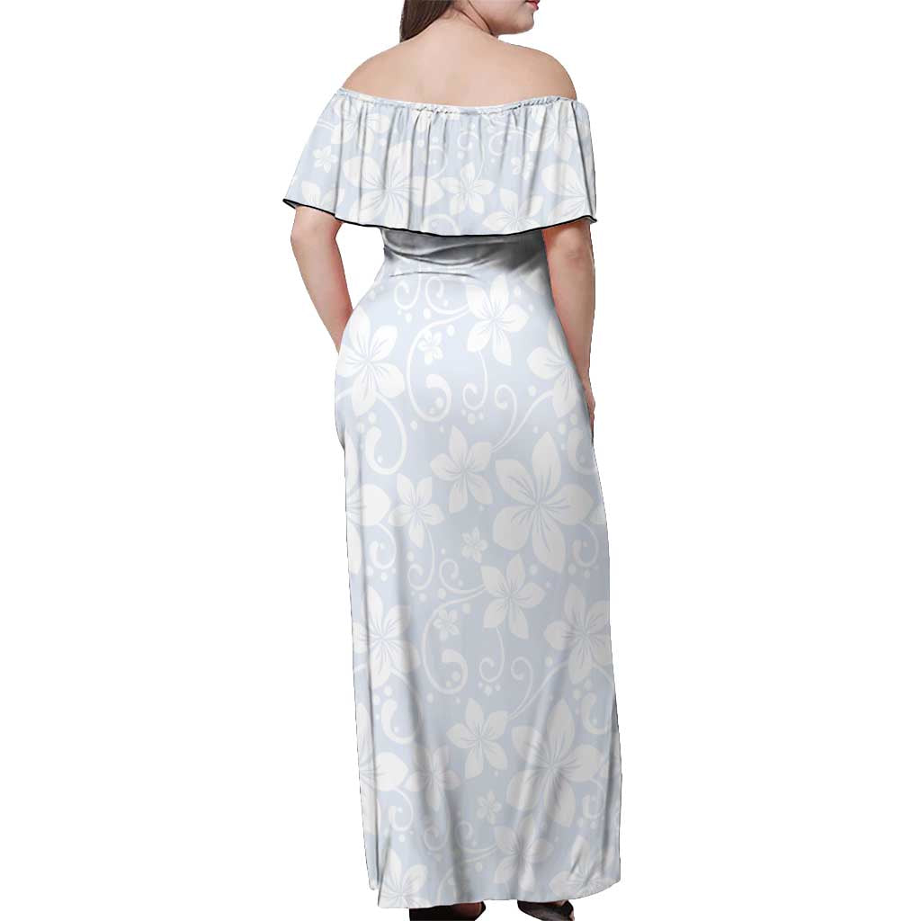 Plumeria Floral White Sunday Off Shoulder Maxi Dress LT01 - Polynesian Pride