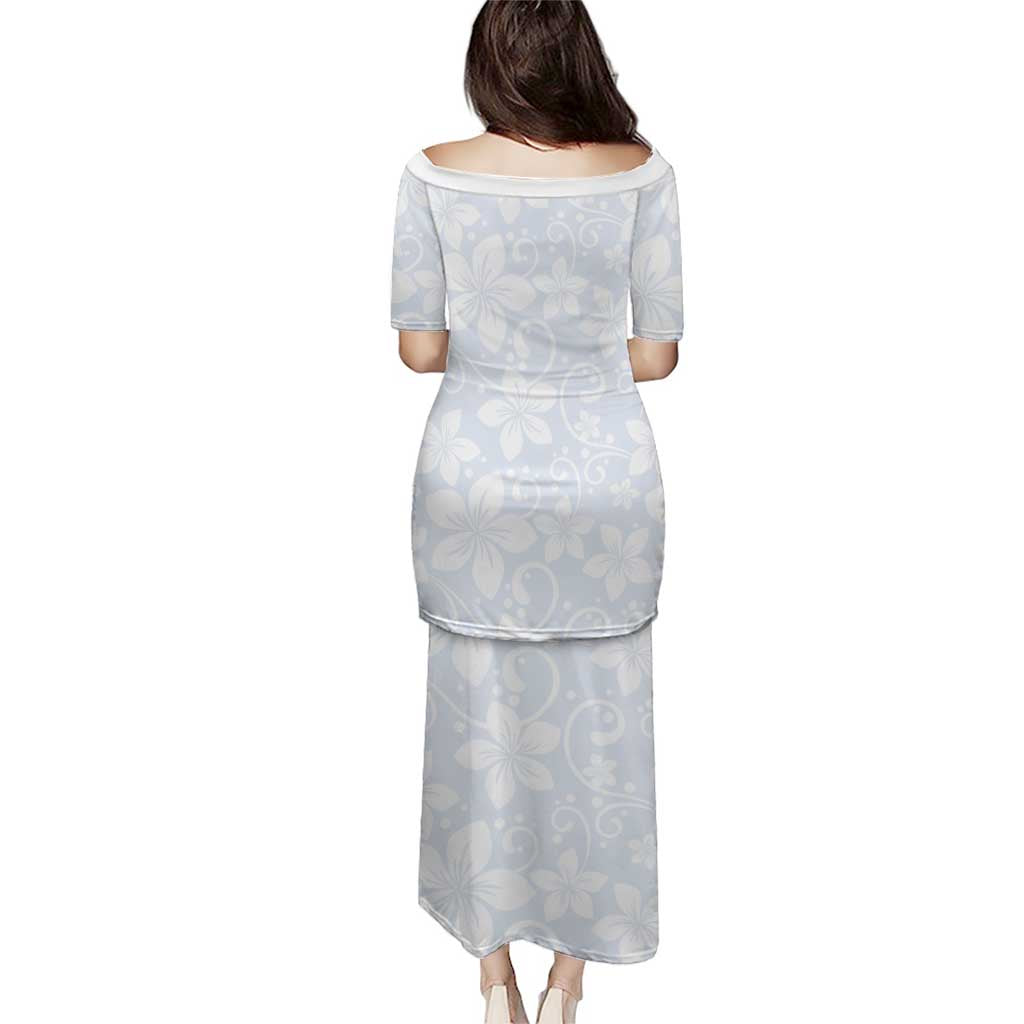 Plumeria Floral White Sunday Puletasi LT01 - Polynesian Pride