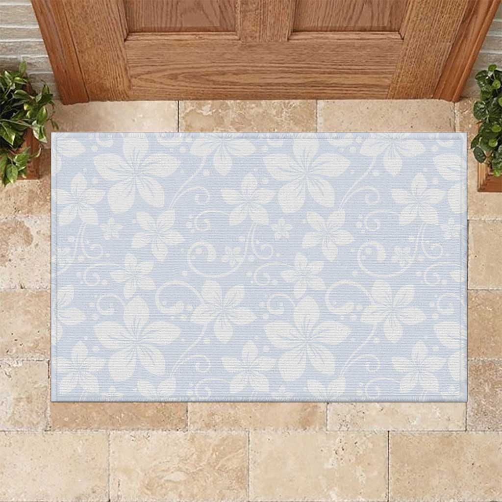 Plumeria Floral White Sunday Rubber Doormat LT01 White - Polynesian Pride
