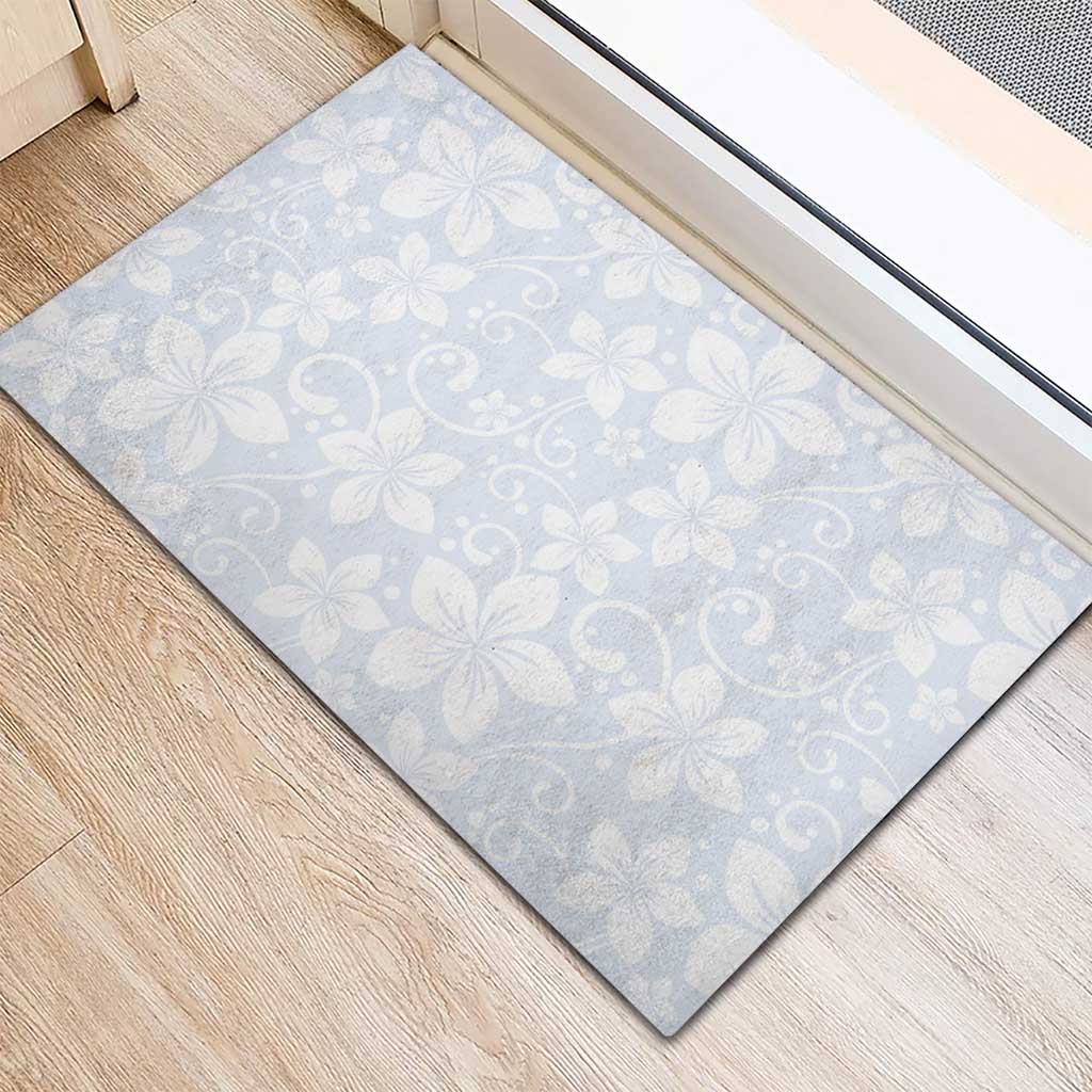Plumeria Floral White Sunday Rubber Doormat LT01 - Polynesian Pride