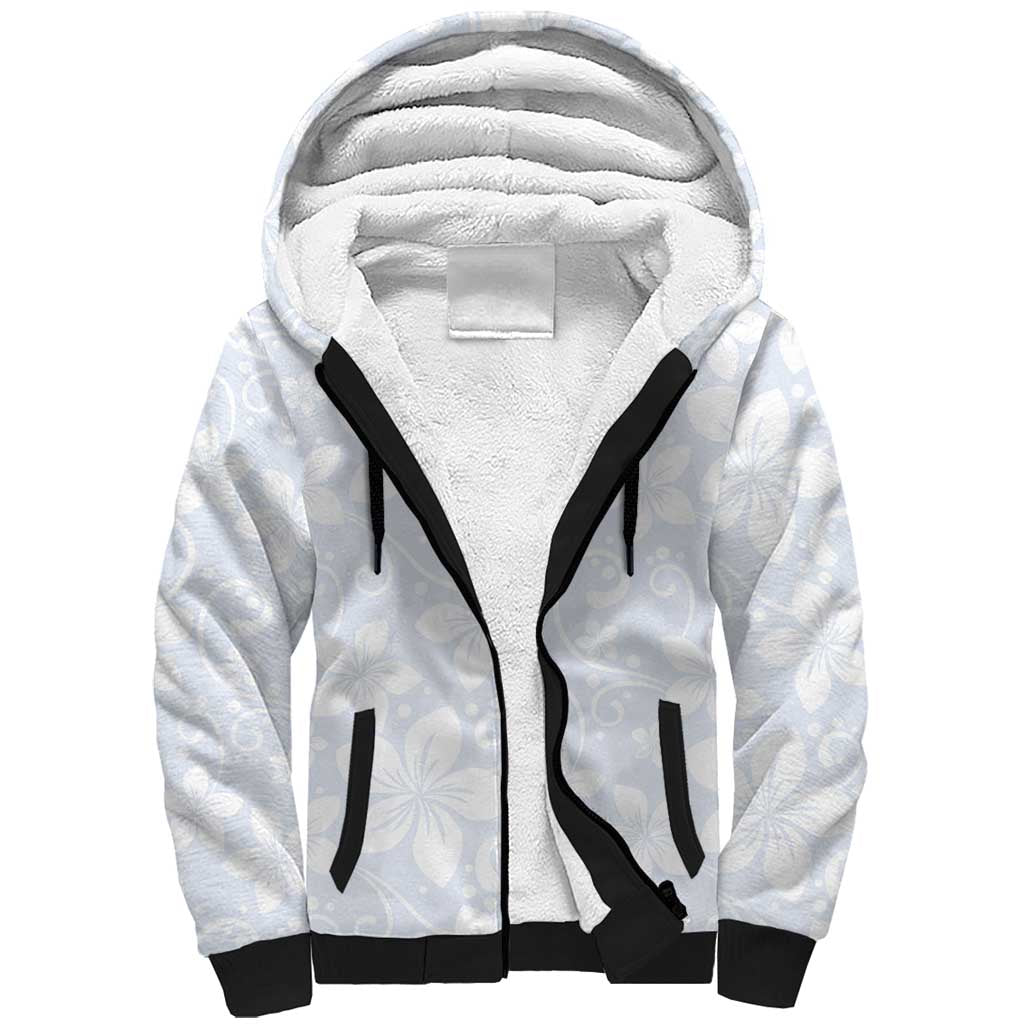 Plumeria Floral White Sunday Sherpa Hoodie LT01 Unisex White - Polynesian Pride