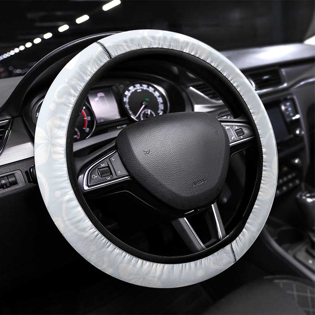Plumeria Floral White Sunday Steering Wheel Cover LT01 Universal Fit White - Polynesian Pride