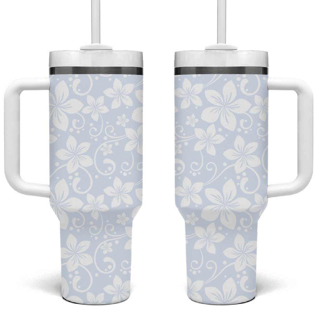 Plumeria Floral White Sunday Tumbler With Handle LT01 One Size: 40 oz White - Polynesian Pride