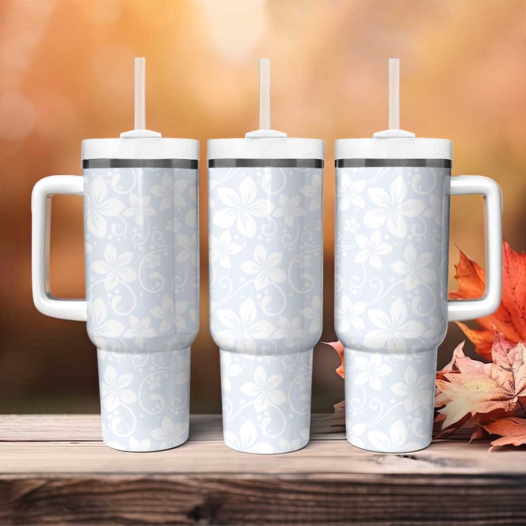 Plumeria Floral White Sunday Tumbler With Handle LT01 - Polynesian Pride