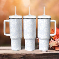 Plumeria Floral White Sunday Tumbler With Handle LT01 - Polynesian Pride