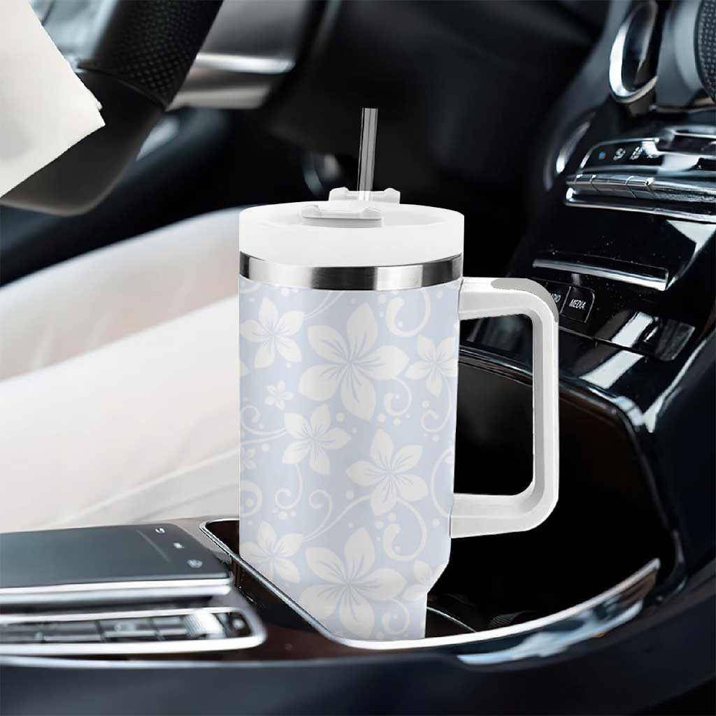 Plumeria Floral White Sunday Tumbler With Handle LT01 - Polynesian Pride