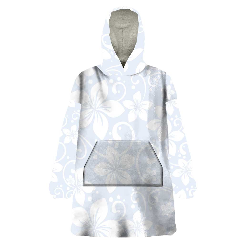 Plumeria Floral White Sunday Wearable Blanket Hoodie LT01 One Size White - Polynesian Pride