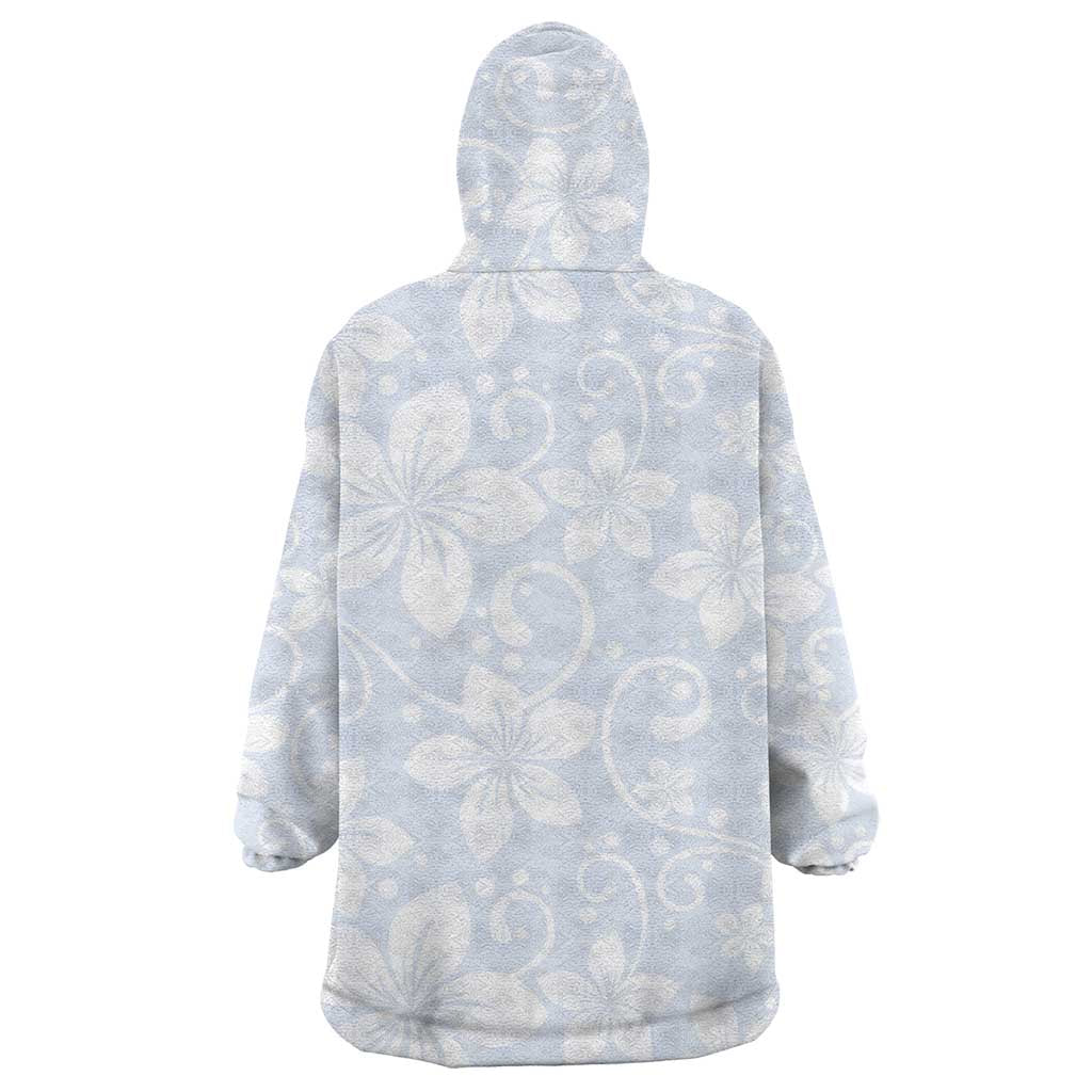 Plumeria Floral White Sunday Wearable Blanket Hoodie LT01 - Polynesian Pride
