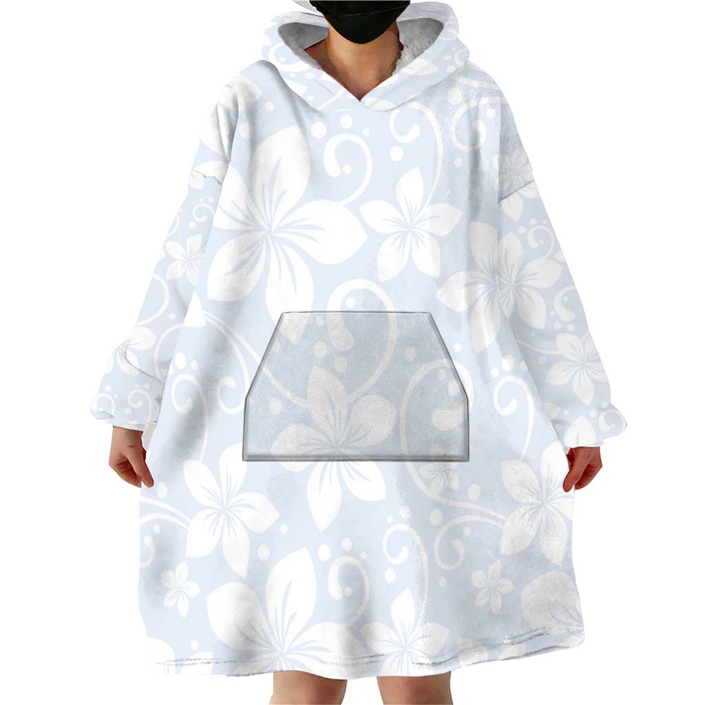 Plumeria Floral White Sunday Wearable Blanket Hoodie LT01 - Polynesian Pride