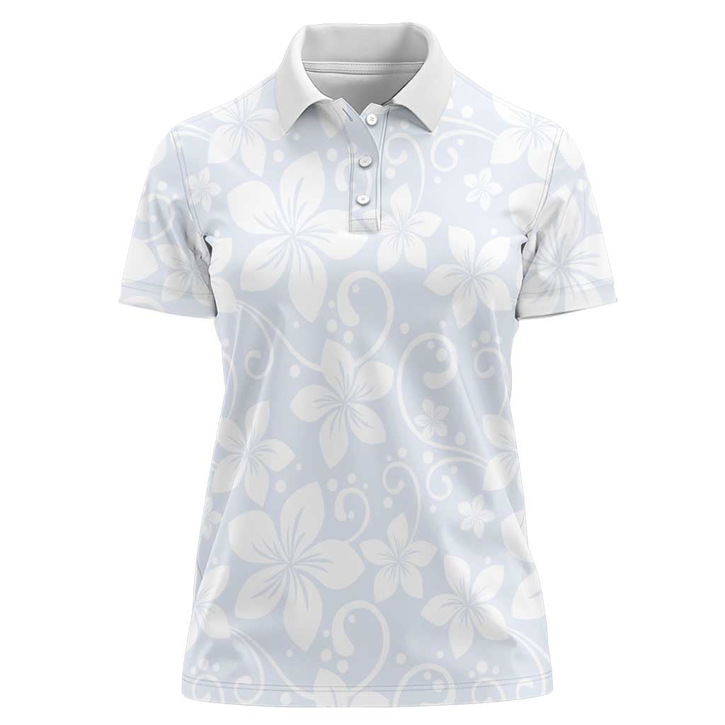 Plumeria Floral White Sunday Women Polo Shirt