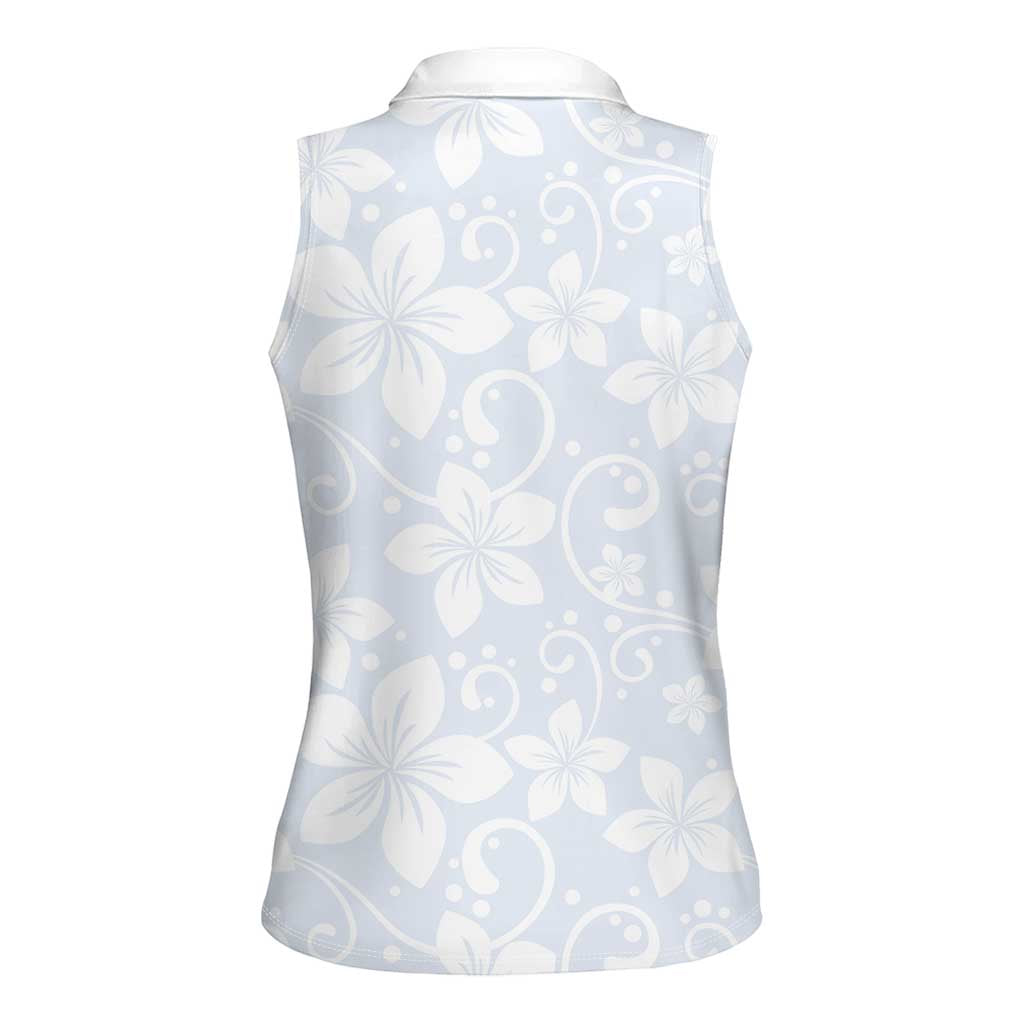 Plumeria Floral White Sunday Women Sleeveless Polo Shirt