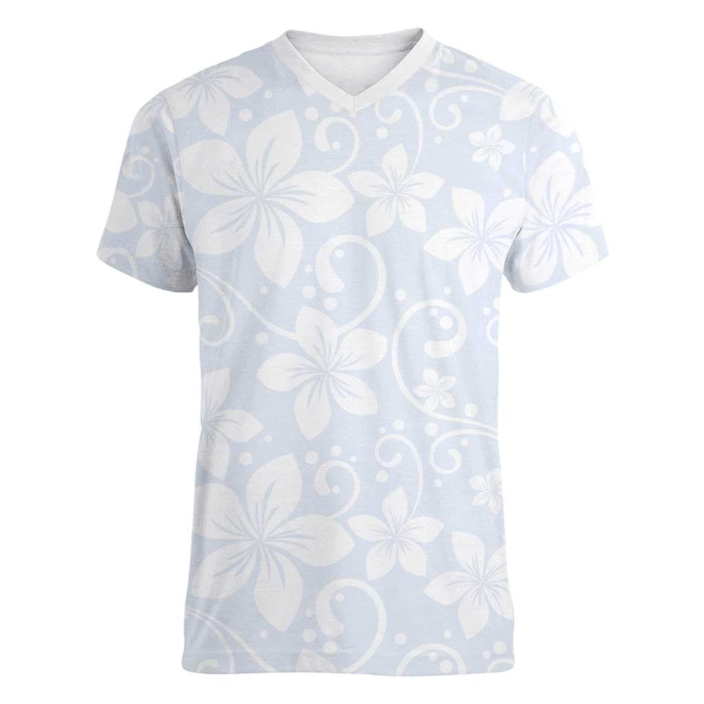Plumeria Floral White Sunday Women V-Neck T-Shirt LT01 Female White - Polynesian Pride