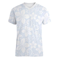 Plumeria Floral White Sunday Women V-Neck T-Shirt LT01 Female White - Polynesian Pride
