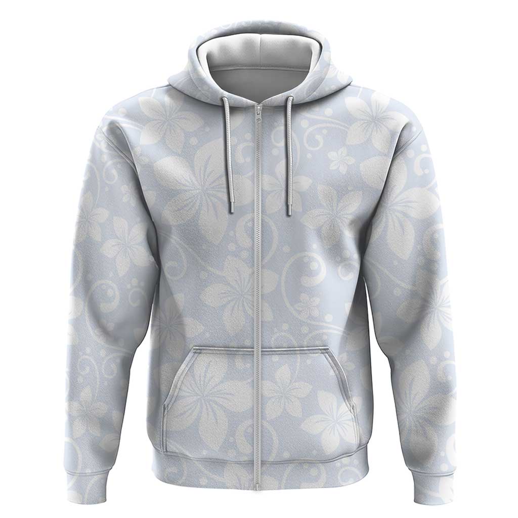 Plumeria Floral White Sunday Zip Hoodie