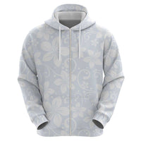 Plumeria Floral White Sunday Zip Hoodie